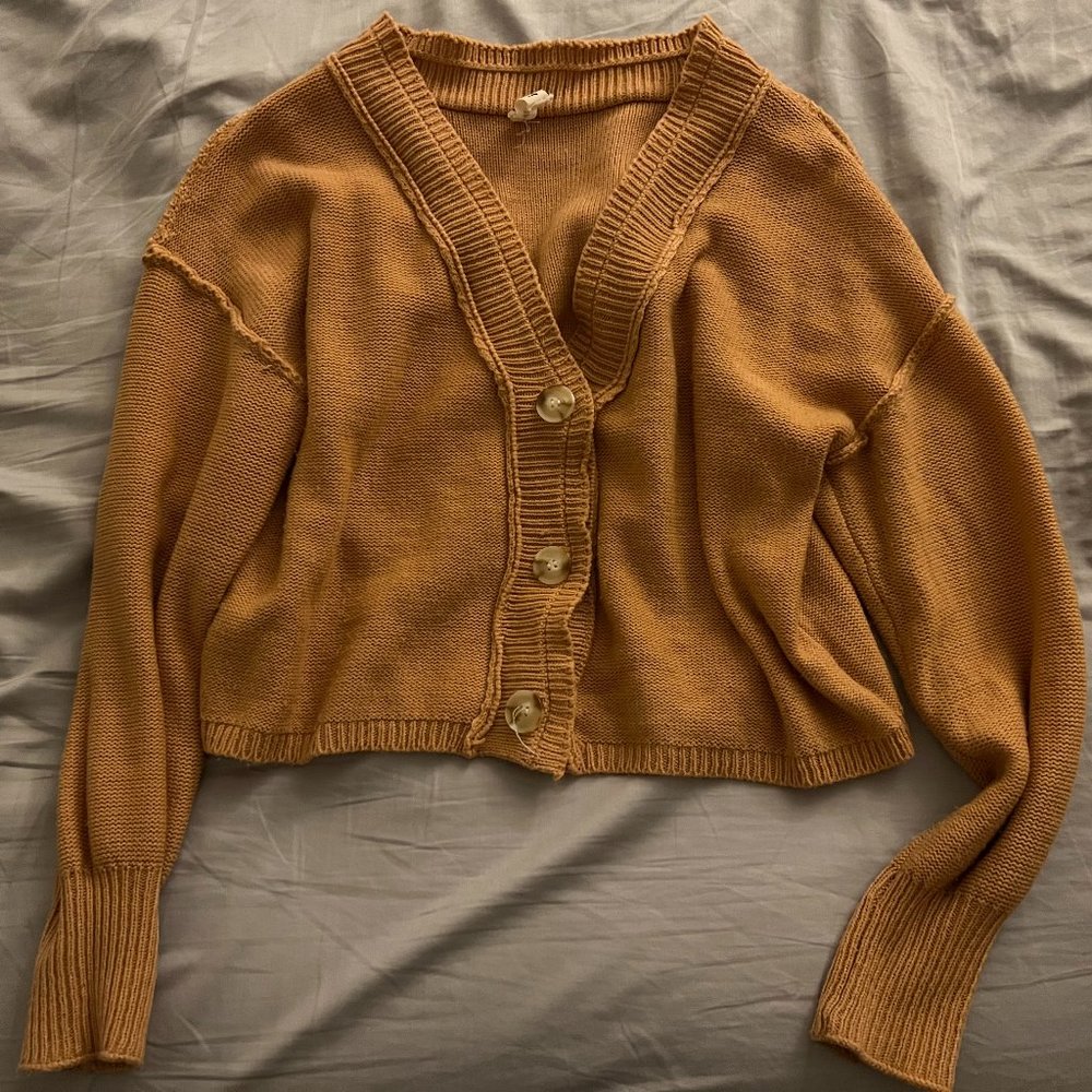 Coral Button Cardigan Sweater, New In